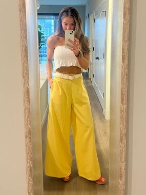 SHEIN Light Yellow Wide-Leg Pants